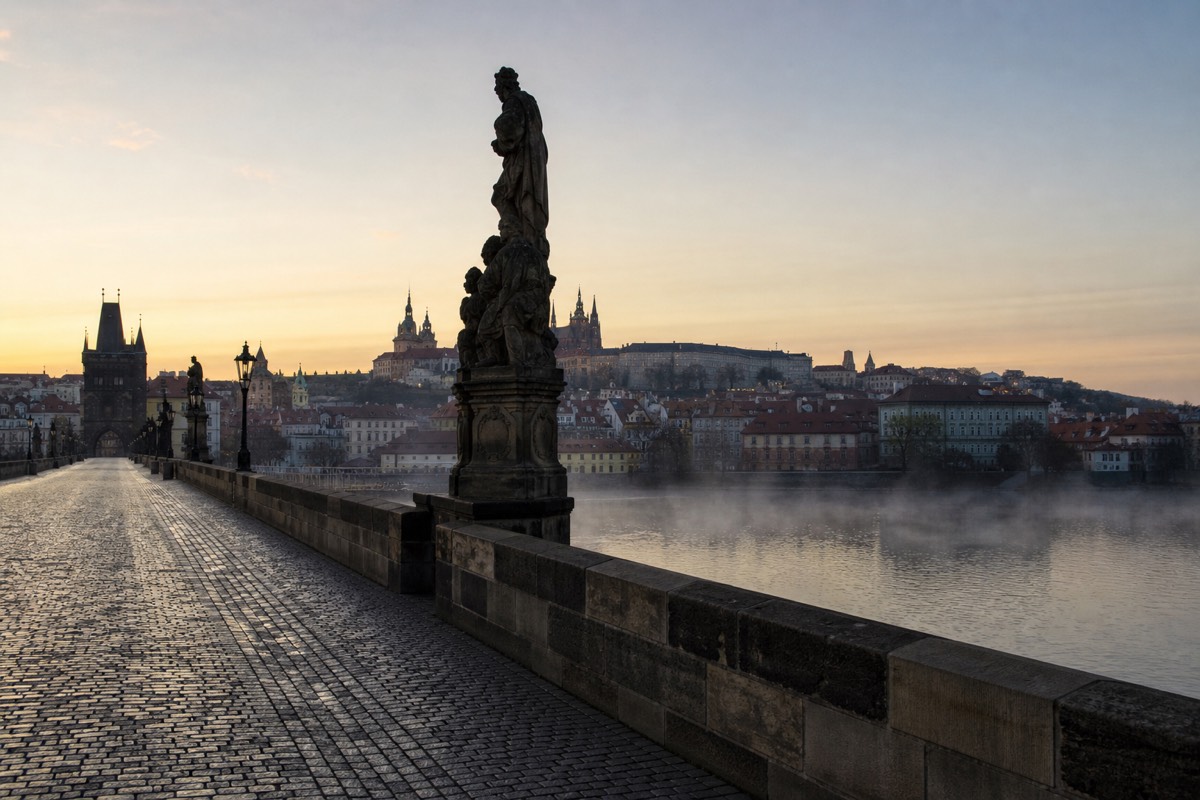 The Charles Bridge in Prague before the crowds arrive