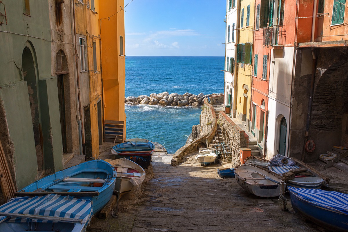 The harbour at Riomaggiore in the Cinque Terre