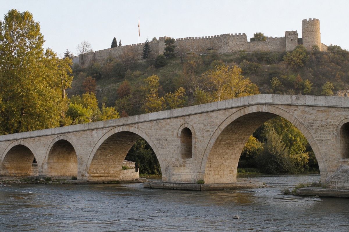 The old stone bridge in Skopje, North Macedonia