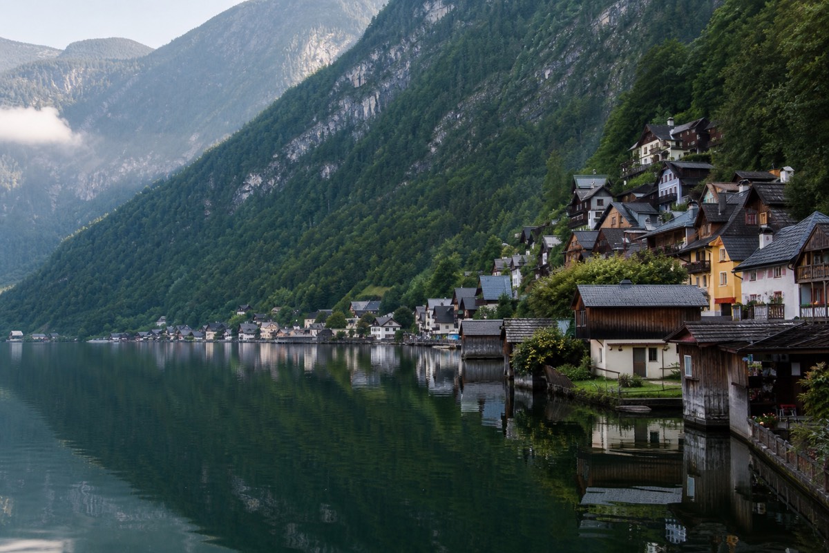An alpine village on a lake, the kind of stop these routes pass through